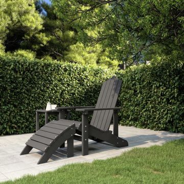 vidaXL Tuinstoel Adirondack met voetenbank HDPE antracietkleurig