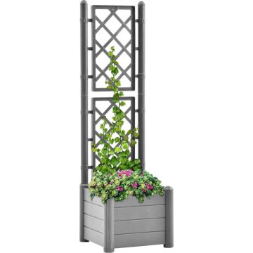 vidaXL Plantenbak met latwerk 43x43x142 cm PP steengrijs