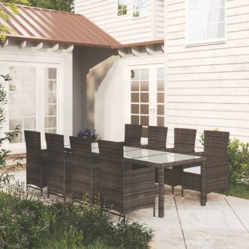 vidaXL 9-delige Tuinset met kussens poly rattan bruin