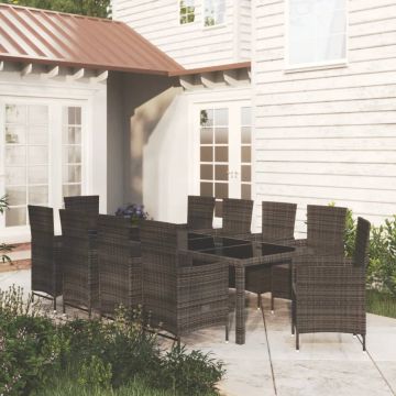 vidaXL 11-delige Tuinset met kussens poly rattan zwart