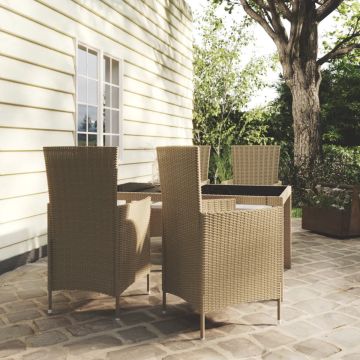 vidaXL 5-delige Tuinset met kussens poly rattan beige