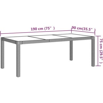 vidaXL 7-delige Tuinset met kussens poly rattan grijs