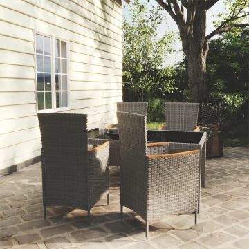 vidaXL 5-delige Tuinset met kussens poly rattan grijs