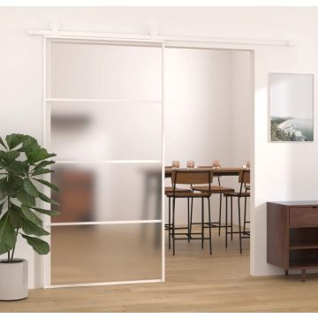 vidaXL Schuifdeur 102,5x205 cm mat ESG-glas en aluminium wit