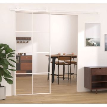 vidaXL Schuifdeur 90x205 cm ESG-glas en aluminium wit