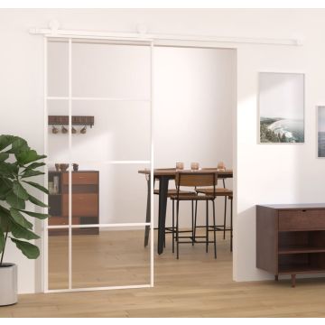 vidaXL Schuifdeur 90x205 cm ESG-glas en aluminium wit