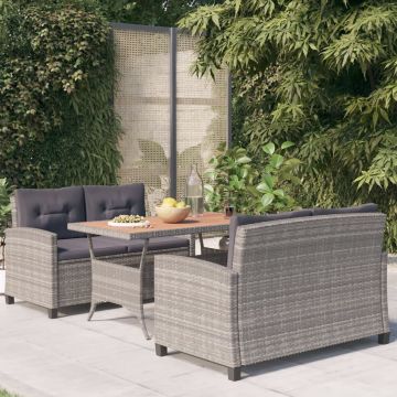 vidaXL 3-delige Tuinset poly rattan en massief acaciahout