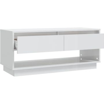 vidaXL Tv-meubel 102x41x44 cm spaanplaat hoogglans wit