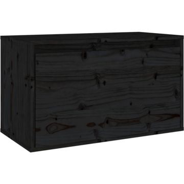 vidaXL Wandkast 60x30x35 cm massief grenenhout zwart