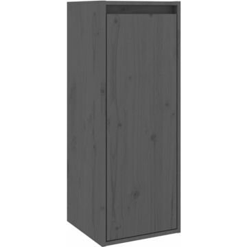 vidaXL Wandkast 30x30x80 cm massief grenenhout grijs