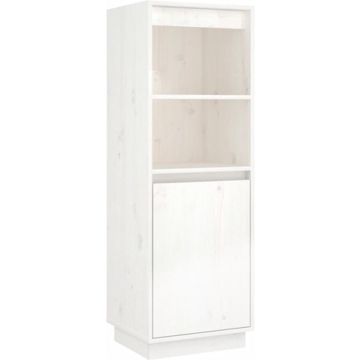 vidaXL Hoge kast 37x34x110 cm massief grenenhout wit