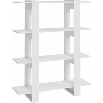 vidaXL Boekenkast/kamerscherm 100x30x123,5 cm hoogglans wit