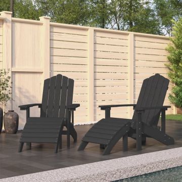 vidaXL Tuinstoelen 2 st Adirondack met voetensteunen HDPE antraciet