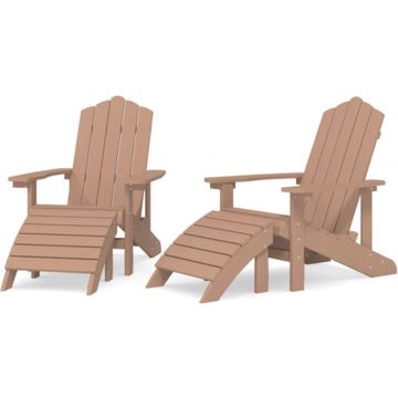 vidaXL Tuinstoelen 2 st Adirondack met voetensteunen HDPE bruin