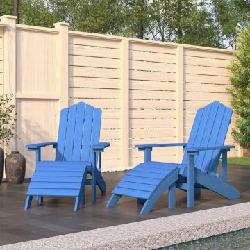 vidaXL Tuinstoelen 2 st Adirondack met voetensteunen HDPE aquablauw