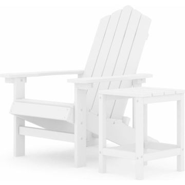 vidaXL Tuinstoel Adirondack met tafel HDPE wit