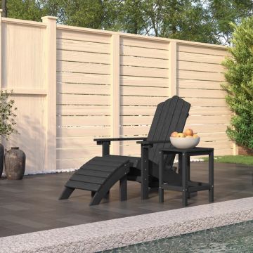 vidaXL Tuinstoel Adirondack met voetenbank tafel HDPE antracietkleurig