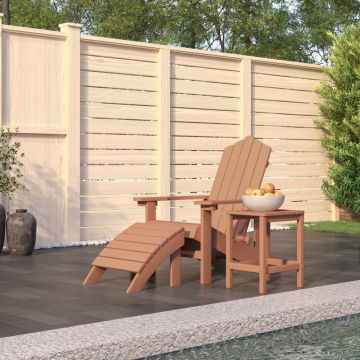 vidaXL Tuinstoel Adirondack met voetenbank en tafel HDPE bruin