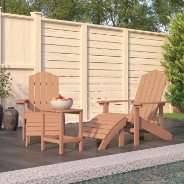 vidaXL Tuinstoelen Adirondack met voetenbank en tafel HDPE bruin