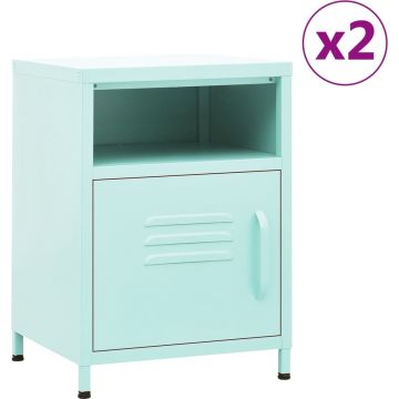 vidaXL Nachtkastjes 2 st 35x35x51 cm staal mintkleurig