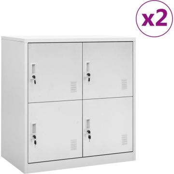 vidaXL Lockerkasten 2 st 90x45x92,5 cm staal lichtgrijs