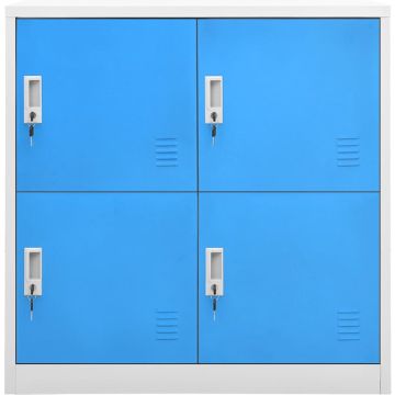 vidaXL Lockerkasten 2 st 90x45x92,5 cm staal lichtgrijs en blauw