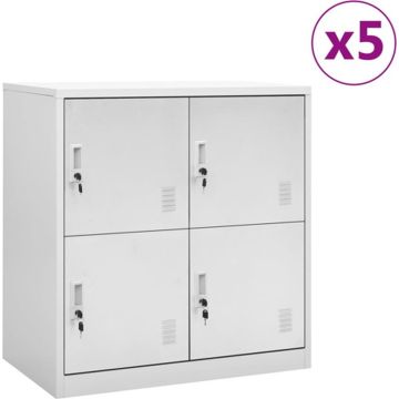 vidaXL Lockerkasten 5 st 90x45x92,5 cm staal lichtgrijs