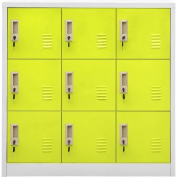 vidaXL Lockerkasten 2 st 90x45x92,5 cm staal lichtgrijs en groen