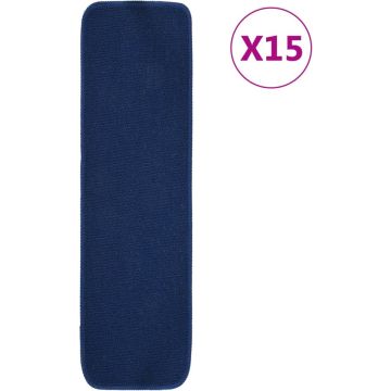 vidaXL Trapmatten 15 st anti-slip rechthoekig 75x20 cm marineblauw