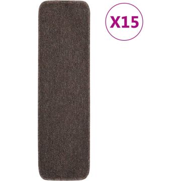 vidaXL Trapmatten 15 st anti-slip rechthoekig 75x20 cm bruin