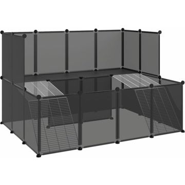 vidaXL Dierenhok klein 143x107x93 polypropeen en staal zwart