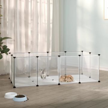 vidaXL Dierenhok klein 144x74x46,5 cm polypropeen en staal transparant