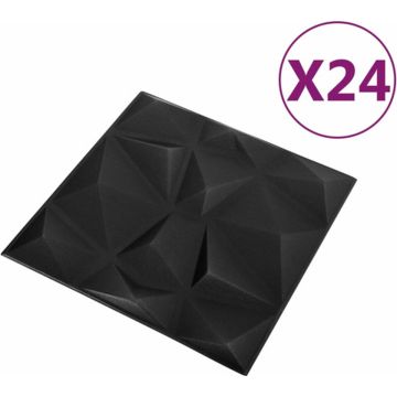 vidaXL 24 st Wandpanelen 3D 6 m² 50x50 cm diamantzwart