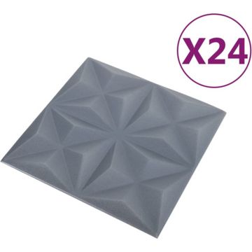 vidaXL 24 st Wandpanelen 3D 6 m² 50x50 cm origamigrijs