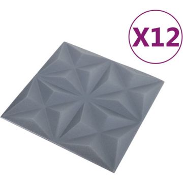 vidaXL 12 st Wandpanelen 3D 3 m² 50x50 cm origamigrijs