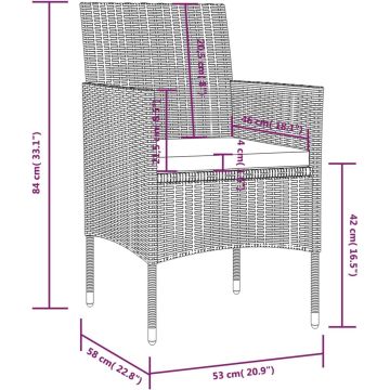 vidaXL 8-delige Loungeset met kussens poly rattan zwart