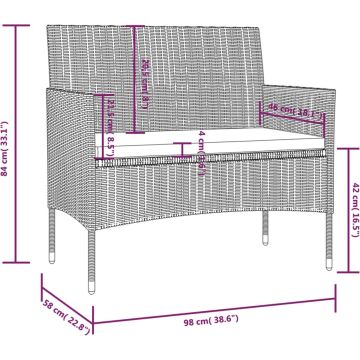 vidaXL 16-delige Loungeset met kussens poly rattan zwart