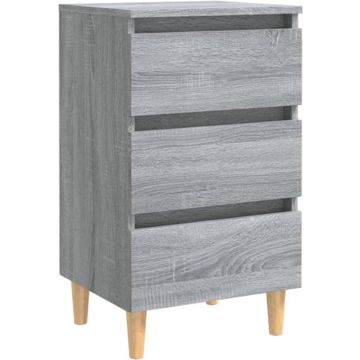 vidaXL Nachtkastje met houten poten 40x35x69 cm grijs sonoma eiken