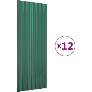 vidaXL Dakpanelen 12 st 100x36 cm gepoedercoat staal groen