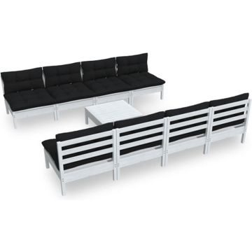 vidaXL 9-delige Loungeset met kussens massief grenenhout