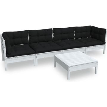 vidaXL 5-delige Loungeset met kussens massief grenenhout