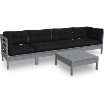 vidaXL 5-delige Loungeset met kussens massief grenenhout