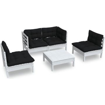 vidaXL 5-delige Loungeset met kussens massief grenenhout