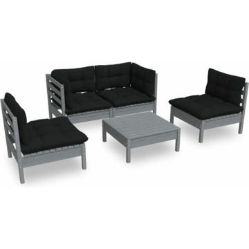 vidaXL 5-delige Loungeset met kussens massief grenenhout