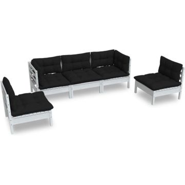 vidaXL 5-delige Loungeset met kussens massief grenenhout