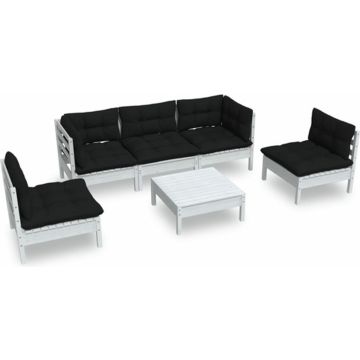 vidaXL 6-delige Loungeset met kussens massief grenenhout