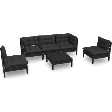 vidaXL 6-delige Loungeset met kussens massief grenenhout