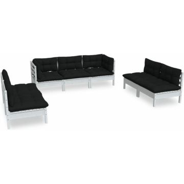 vidaXL 7-delige Loungeset met kussens massief grenenhout