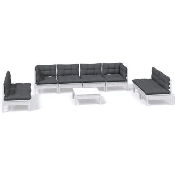 vidaXL 9-delige Loungeset met kussens massief grenenhout