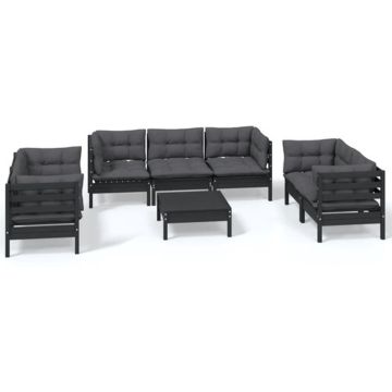 vidaXL 8-delige Loungeset met kussens massief grenenhout